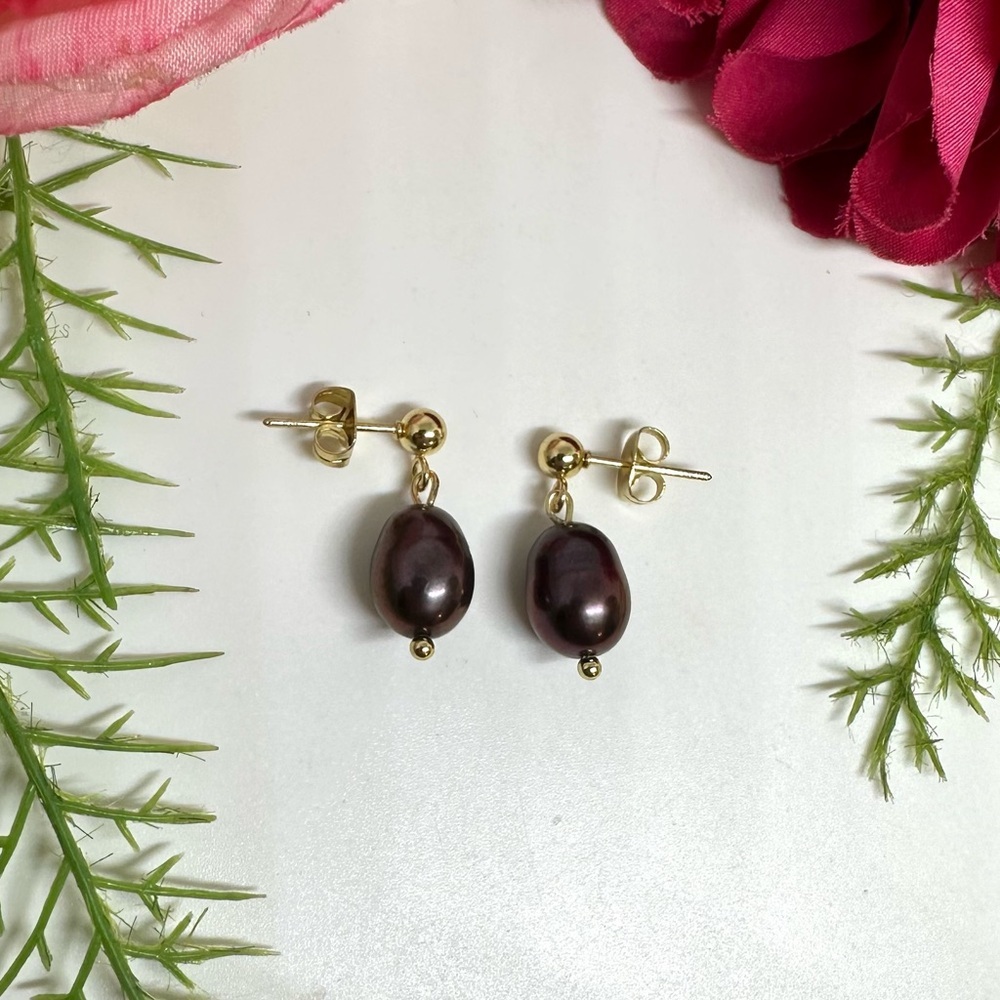 NEW⚜️Tahitian Freshwater Pearl Earrings - Picture 2 of 3